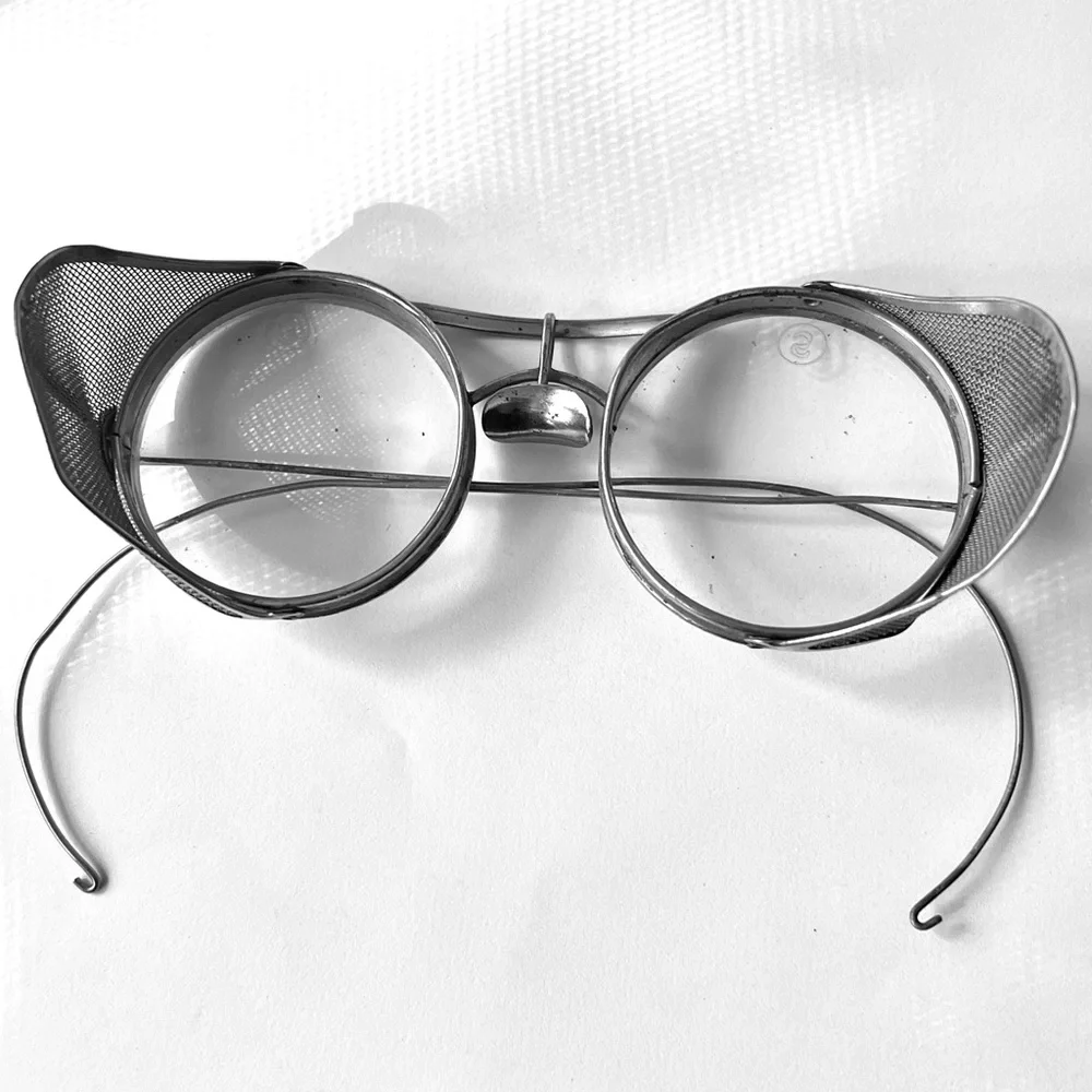 Antique Steampunk Safety Glasses Unisex Metal Glass Mesh Vintage Clear Glass